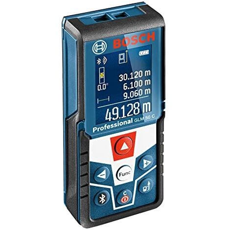 Bosch Professional Distanziometro Laser GLM 50 C (Trasferimento Dati Bluetooth, Sensore di Inclinazione A 360°, Misurazione: 0,05 – 50 m, 2 Pile a Stilo da 1,5 V, Custodia Protettiva)