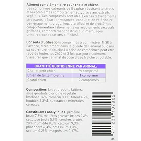 Beaphar No Stress Compresse Calmanti Alla Valeriana Per Cani E Gatti Estratti Naturali Di Piante Riduce Lo Stress E I Problemi Comportamentali Senza Dipendenza Na C Sonnolenza Compresse