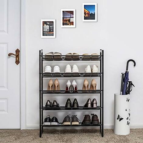 Ripiani Orizzontali o Inclinati per 15 o 20 Paia di Scarpe SONGMICS Scarpiera a 5 Livelli in Metallo Grigio Freddo LMR005GB 