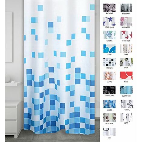 colore 180 x 200 cm blu RIDDER Tenda da doccia Kani in tessuto 
