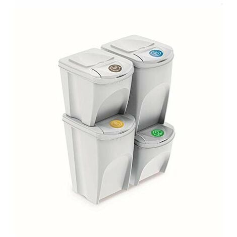 Set di 5 secchi per raccolta differenziata in plastica Prosperplast Sortibox 125 l 5 x 25 l colore: grigio 