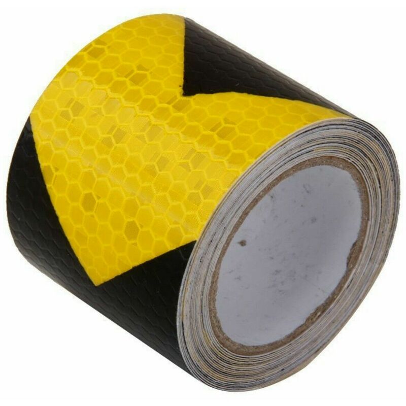 2 ROTOLI DA 3MT X 50MM NASTRO ADESIVO CATARIFRANGENTE NERO GIALLO  RIFLETTENTE