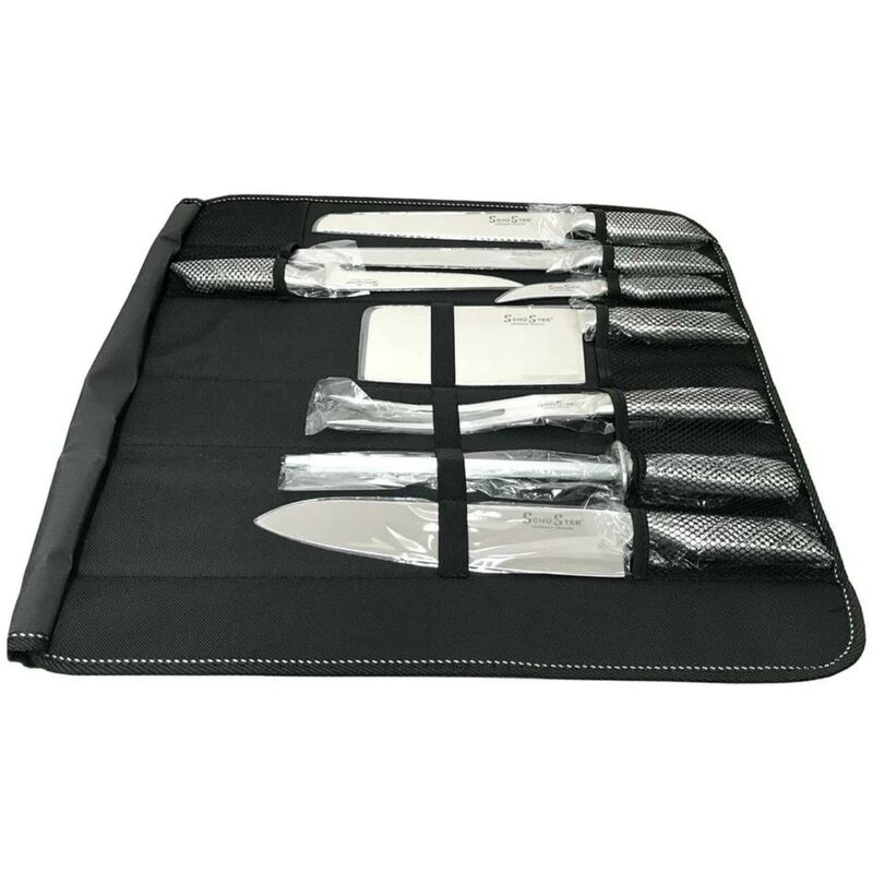 SET COLTELLI DA CUCINA 6 PEZZI IN ACCIAIO AFFILA COLTELLO TAGLIA PANE CARNE