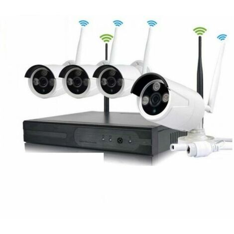 KIT VIDEOSORVEGLIANZA WIRELESS DVR NVR 4 CANALI 4 TELECAMERA WIRELESS . (1/5)