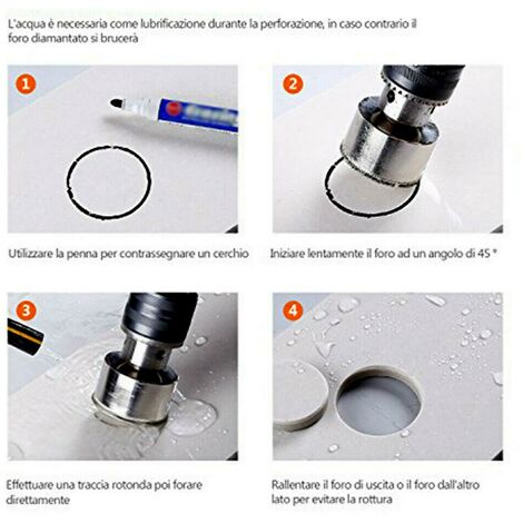 Sega a tazza diamantata per forare piastrelle ceramica marmo vetro ardesia  punta rivestimento diamante fresa per