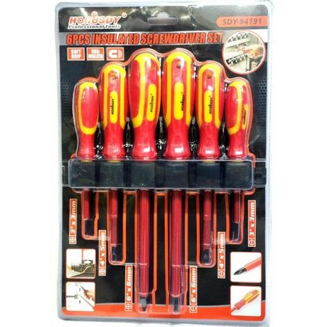 Set 6 Cacciaviti Punte Magnetiche Croce Giraviti Manico elettricista SDY-94191 (1/5)