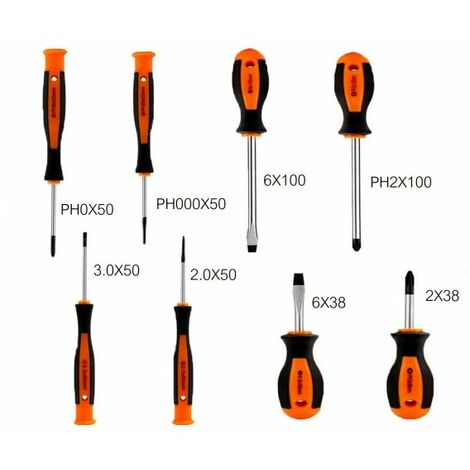 Set 8pz Cacciavite Croce Taglio Giraviti Punte Magnetiche Manico Ergonomico