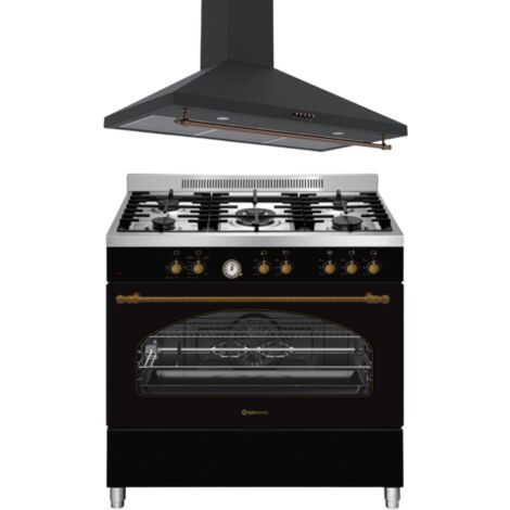 SOLTHERMIC COMBO PACK COCINA PROFESIONAL NEGRA RÚSTICA + CAMPANA NEGRA RÚSTICA 90