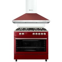 SOLTHERMIC COMBO PACK COCINA F9L50G2R HORNO PANORAMICO + CAMPANA DECORATIVA 8924 ROJA 90