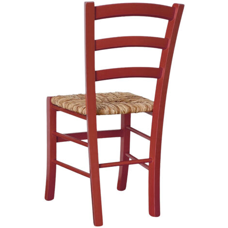 OKAFFAREFATTO Buchenholz-Stuhl Venezia – Sitz Aus Stroh, Unbehandelt, Made In Italy