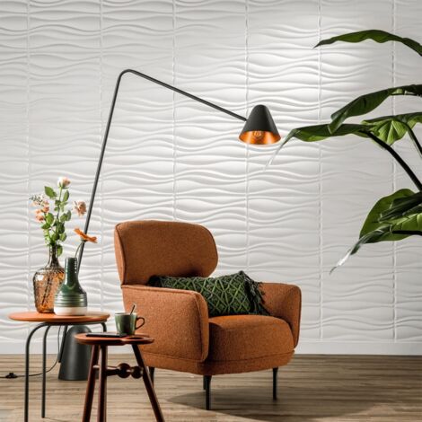 Wallart – Panneau décoratif mural 3D Waves 12 pcs GAWA04 – Dimensions 50 x 50 cm – Écologique en fibre naturelle – Pour murs d'accent