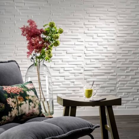 Wallart – Panneau décoratif mural 3D Ventura 12 pcs GAWA13 – Fibre de plantes naturelles – 50 x 50 cm – Isolation acoustique – Peintable