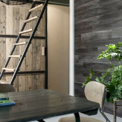 Lambris Mural PVC Imitation Bois de Chêne Noir - 15 Planches - 2,09 m²