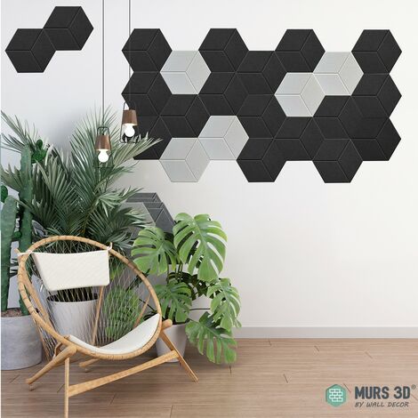 Panneaux Acoustiques : 6 Dalles Adhésives - Isolation Acoustique Murs 3D Panneaux Acoustiques Adhésifs - 6 Dalles Anti-bruit de 30 x 26 cm - Noir Texturé Murs 3D (1/2)