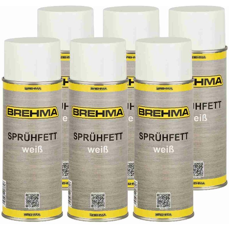 6x BREHMA Weisses Sprühfett mit PTFE -50°C bis +170°C Fettspray