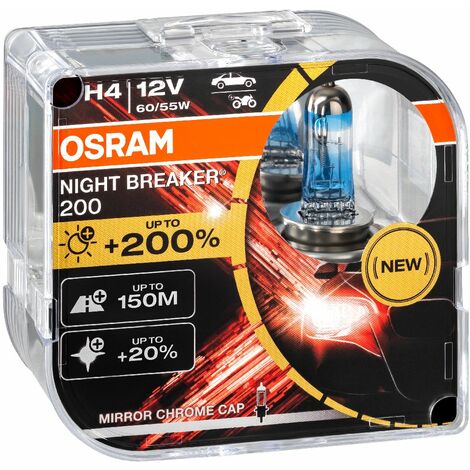 Duo Set OSRAM Glühlampe H4 Bilux Night Breaker 200 +200% 12V 60/55W  64193NB200