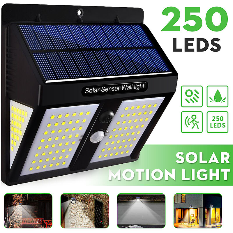 2 Stück 250LEDs Solarlampen für Außen mit Bewegungsmelder Wandleuchte für Garten 