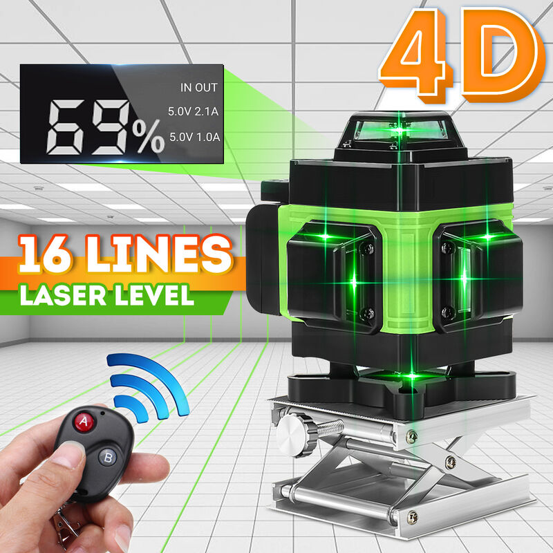 4D Laser Level 12/16Line Grünes Licht 360° Selbstnivellierend Kreuzlinienlaser 