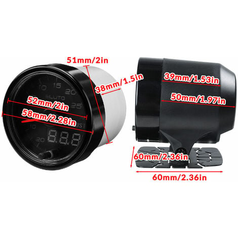2 Digital LED Turbo Manometer PSI 52mm 12V Auto 10 Farben Agito