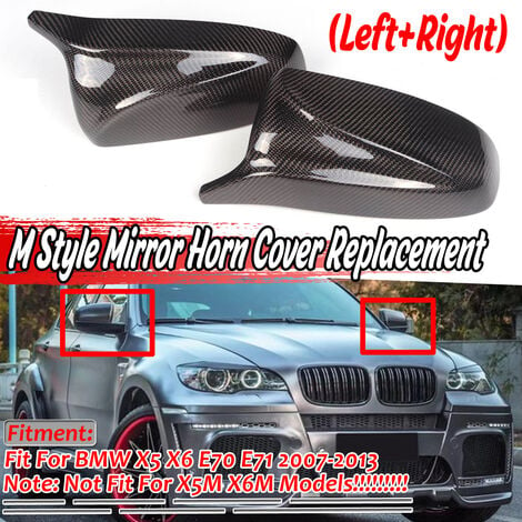 Echtkohlefaser-Spiegelabdeckung, Auto-Seitenspiegel-Abdeckkappe, Ersatz für  BMW X5 X6 E70 E71 2007–2013 Agito