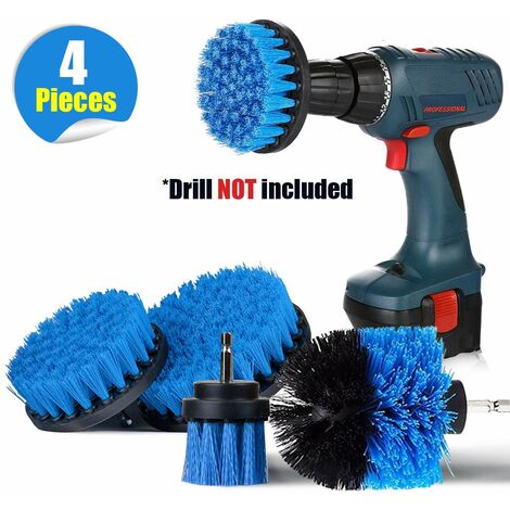 4Pcs Kitchen Power Washer Drill Brush Kit For Cleaning Grout Floor Bathroom (Not Included Electric Drill) blue