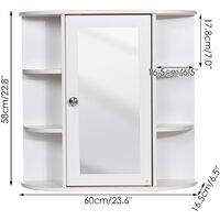 Mdf bathroom cabinet with mirror wall door storage cabinet with shelf mohoo