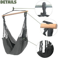 Portable Hanging Hammock Chair Swing Thicken Porch Seat Garden Outdoor Camping Patio Travel grey Without Pillows