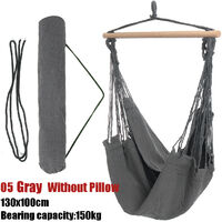 Portable Hanging Hammock Chair Swing Thicken Porch Seat Garden Outdoor Camping Patio Travel grey Without Pillows