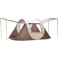 Fully Automatic Instant Pop Up Tent Waterproof Camping Tent 3-4 Person w/ Rod 240*150*110cm Coffee