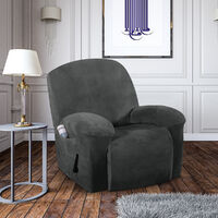 Stretch Recliner Chair Covers Couch Cover Sofa Furniture Slipcover W/Side Pocket Dark grey