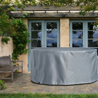 Black Table Chair Cover Round Outdoor Waterproof Garden Furniture Cover(Silver,D185cm x H110cm)
