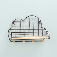 Wall Mounted Wire Shelf Unit Floating Bathroom Kitchen Cloud Style Storage Rack(Black)