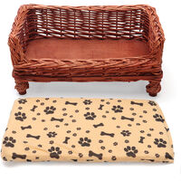Pet Bed Mat Woven Wicker Cat Dog Basket Extra Cute Pillow Sleeping Cushion Pad(XS)