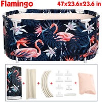 120x60x60cm Bathtub Adult Kid Portable PVC Folding Bathtub Indoor Home Spa Bath Bucket(Flamingo)