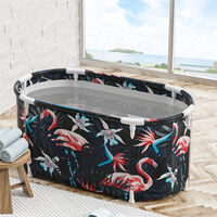 120x60x60cm Bathtub Adult Kid Portable PVC Folding Bathtub Indoor Home Spa Bath Bucket(Flamingo)