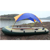 Inflatable Fishing Boat Tent Sun Shelter for 2 Person Rubber Fishing Boat Boat Awning Blue+Orange