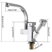 Dual lever Kitchen taps Pull Out Spout With Spray Faucet 2 Hose