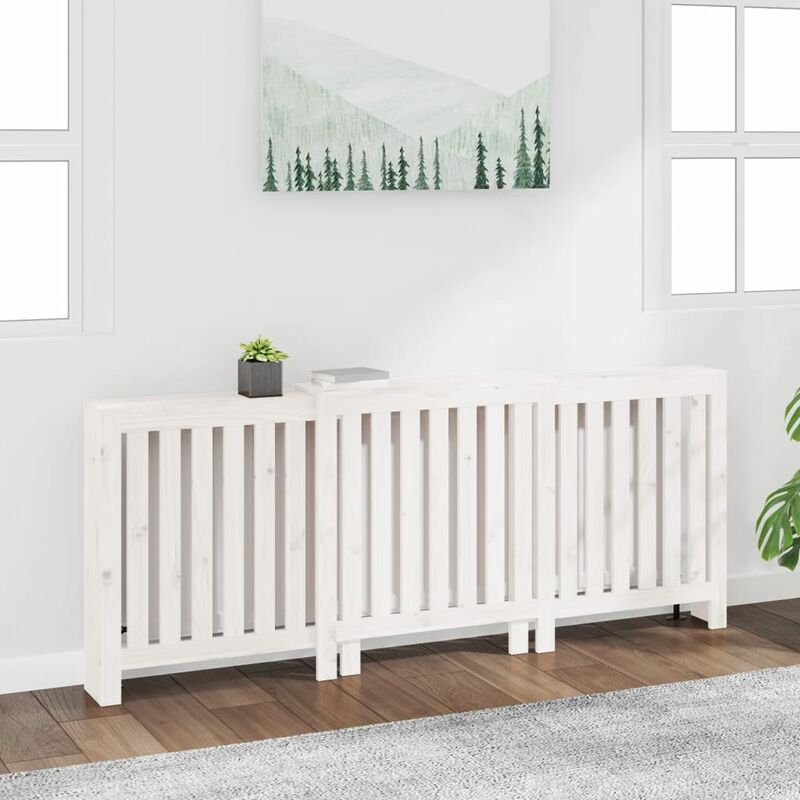 Cache-radiateur Blanc 79,5x19x84 cm Bois massif de pin