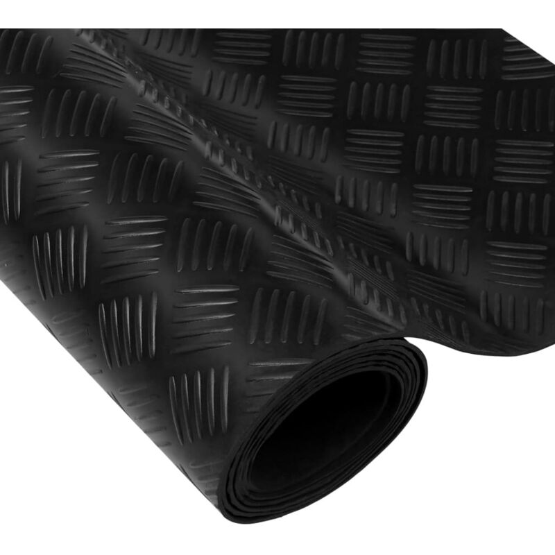 Tapis de sol en caoutchouc noir rayure fine, 120cm de largeur
