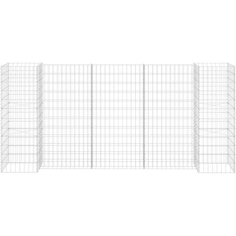 Lot de 2 gabions avec jardinière 100x50x50 cm pour vos plantes Long 2m