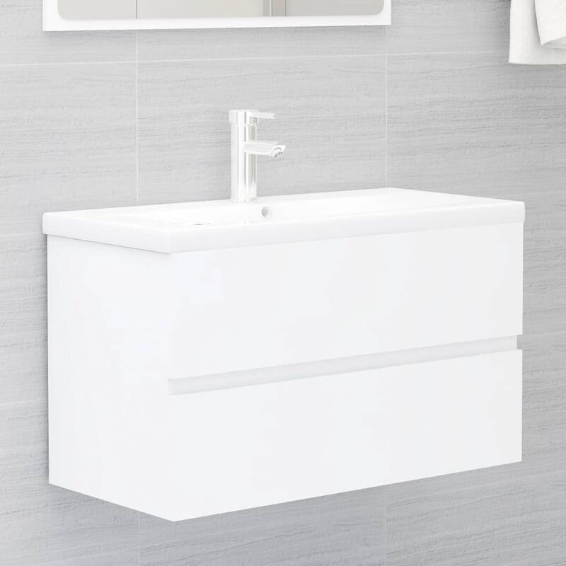 Colonne salle de bain 60 cm avec placard à Balai intégré Bali White