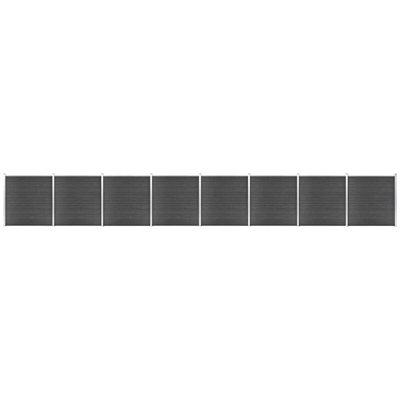 Ensemble de panneau de clôture wpc 1564x186 cm noir