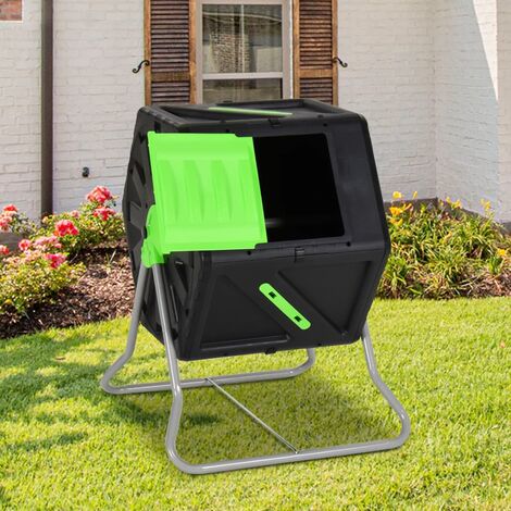 Composteur de jardin - bac à compost pour déchets - rotatif 360° - double  chambre 160 l - acier pp noir - Composteurs et poubelles de jardin - Achat  & prix