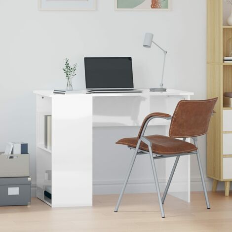 Bureau secrétaire blanc laqué et bois avec rangement