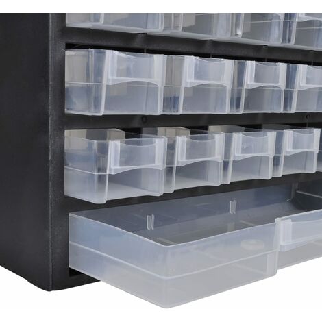 Lot de 2 casiers à vis, 41 tiroirs transparents, 1 grand tiroir et