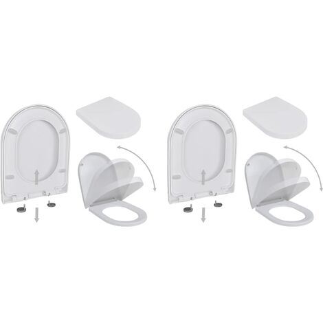 VIDAXL Abattant WC avec frein de chute 2 pcs Plastique Blanc pas cher 