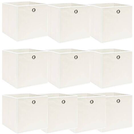 Boîtes de rangement avec couvercles 10 pcs 28x28x28 cm Blanc