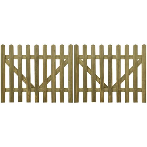 Portail de clôture à piquets 2 pcs Bois imprégné 300x120 cm