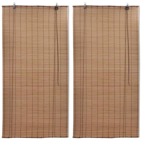 Store enrouleur Bambou naturel, l.45 x H.160 cm
