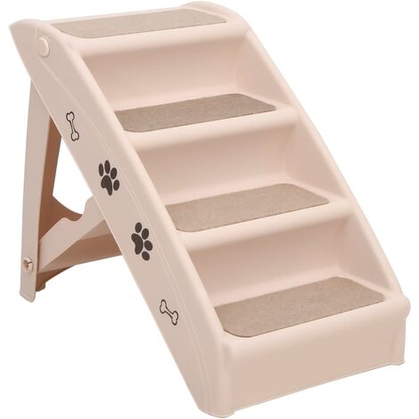 Porte barrière et rampe pour chien vidaXL Escalier pliable 3 marches pour  chien Crème 50x38x38 cm